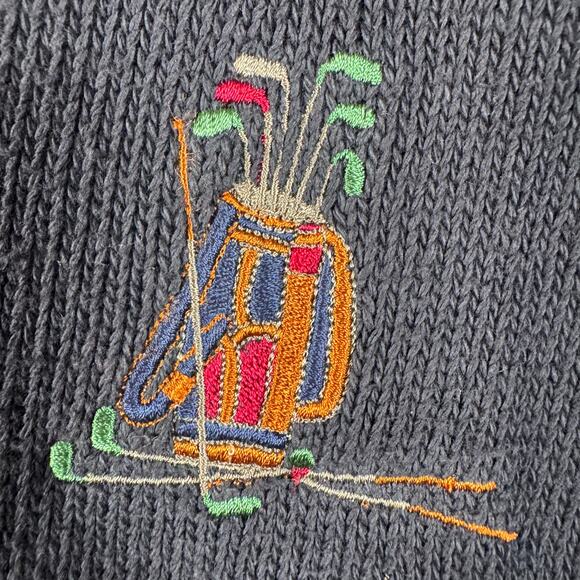 NWT Vintage Scottish Isle Made In USA Embroidered Blue Golf V Neck Sweater sz M - Picture 8 of 11